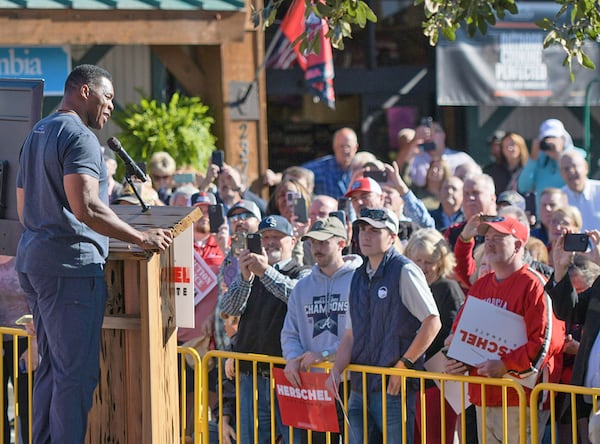 Joannah Hollis says she's to Republican U.S. Senate candidate Herschel Walker's campaign events. “He is one of the most kind, gentle giants I have ever seen,” she said. (Scott Bryant / Statesboro Herald)