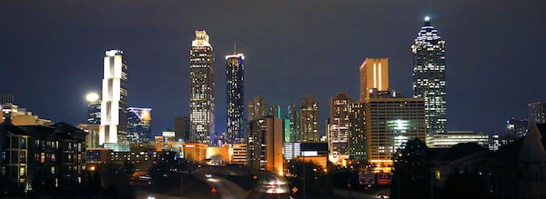 The Atlanta skyline shown from the Jackson Street bridge Thursday night, January 29, 2015. PHOTO / JASON GETZ