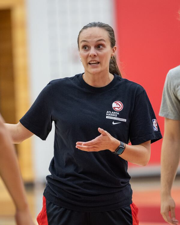 Hawks assistant coach Brittni Donaldson at a Hawks practice in June 2023. (Photo courtesy of the Atlanta Hawks)