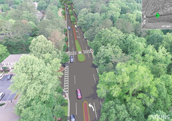 A rendering of how Roswell Historic Gateway corridor will look when construction on Atlanta Street is completed. Construction is scheduled to start in 2023, officials say. Courtesy of city of Roswell