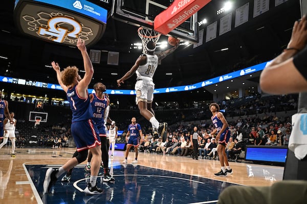 Kowacie Reeves puts up a shot for the Jackets. Danny Karnik / Georgia Tech Athletics