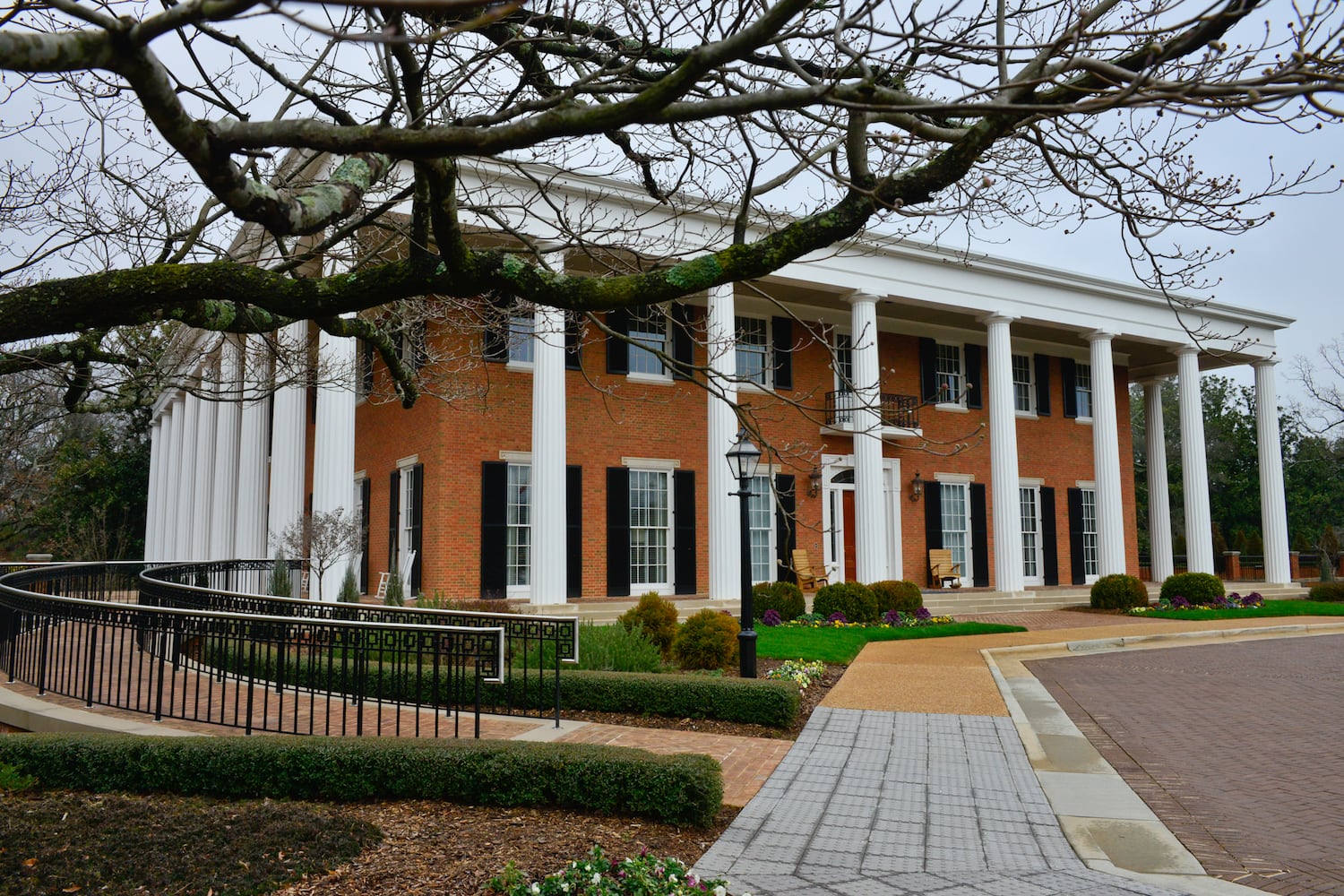 A columned home