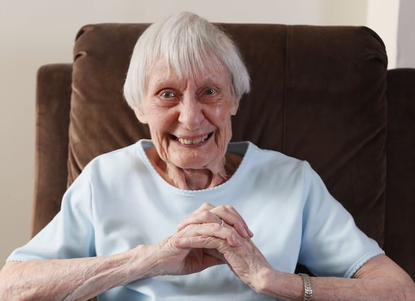 Janice Benario, photographed in her Decatur apartment, is a 95-year-old resident who served as a World War II WAVE working on part of the Enigma project. BOB ANDRES /BANDRES@AJC.COM