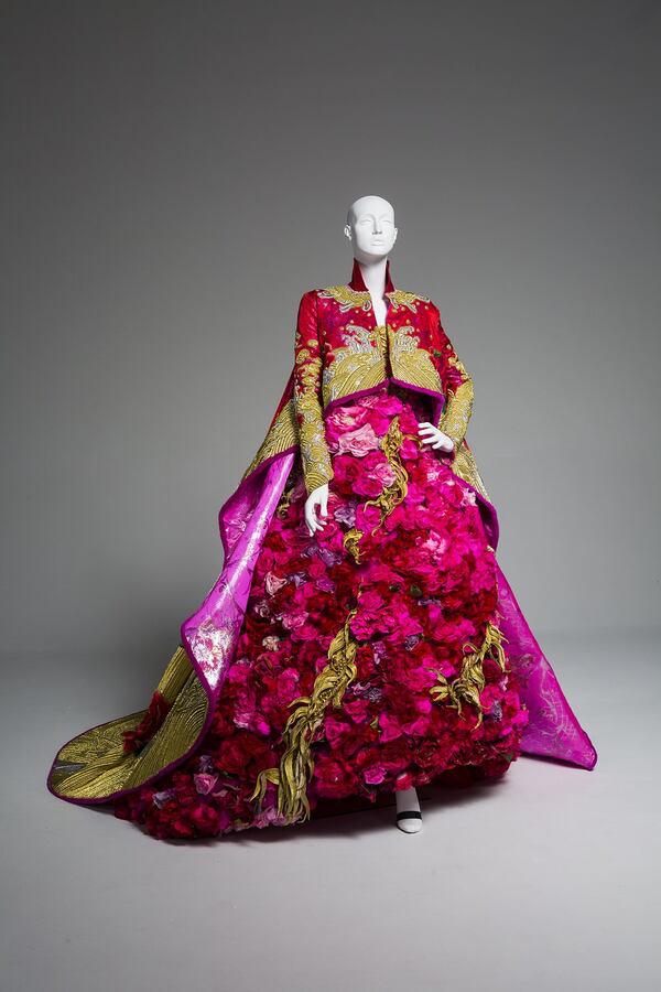 One of the spectacular garments on view at the SCAD FASH exhibition of the work of Chinese designer Guo Pei. CONTRIBUTED BY SCAD FASH / PHOTOGRAPHY BY KEVIN WELLS