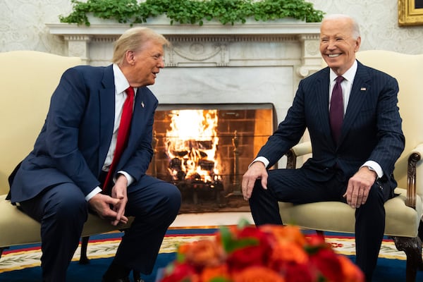 President Joe Biden meets with President-elect Donald Trump in the Oval Office of the White House, Wednesday, Nov. 13, 2024, in Washington. (AP Photo/Evan Vucci)