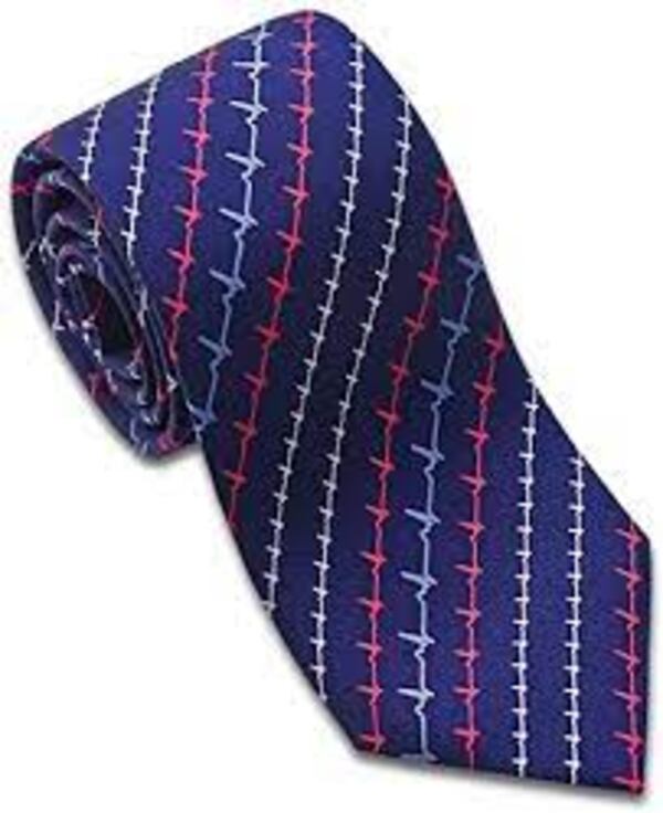 Josh Bach heartbeat pattern EKG silk necktie