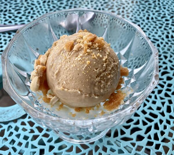 Gigi’s bay-leaf gelato with brown sugar and peanut brittle was superb.
Wendell Brock for The Atlanta Journal-Constitution