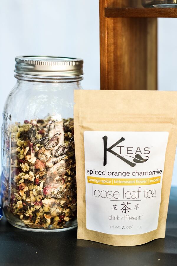 Spiced orange chamomile, K-Teas’ most popular offering, is an herbal tea blend of Egyptian chamomile, orange peel, cinnamon, cardamom seeds, cocoa nibs, clove, rose petals and pink peppercorns. CONTRIBUTED BY HANNAH YOUNGBLOOD