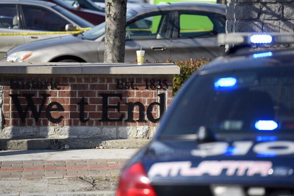 Atlanta police are investigating a shooting that left three people injured Friday afternoon out side West End mall. (Credit: DAVID BARNES/DAVID.BARNES@AJC.COM)