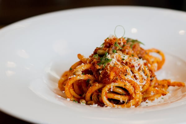 Red red and bucatini pasta with crab. Contributed by Cora Pursley / 360 Media, Inc.