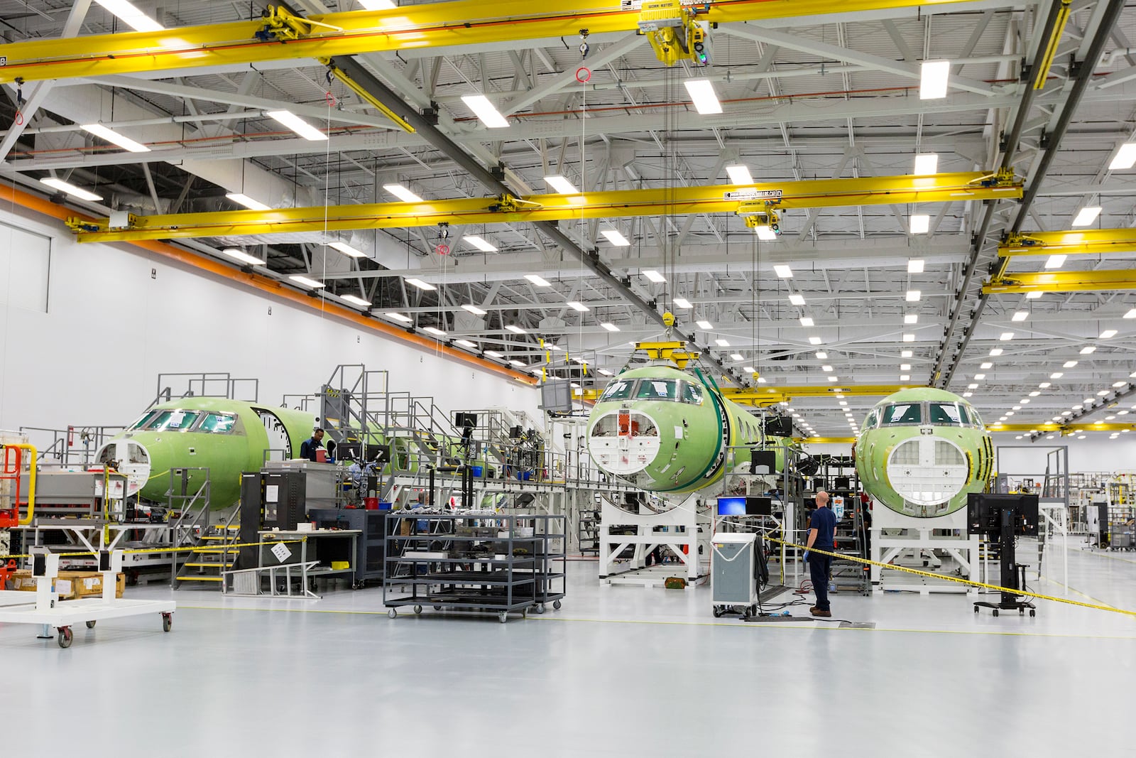 The manufacturing floor of an expanded Gulfstream plant on its Savannah campus. Courtesy of Gulfstream Aerospace.