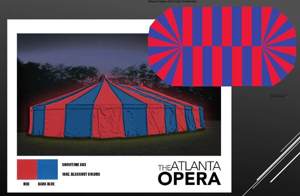 This fall the Atlanta Opera will perform outdoors under an open-sided circus tent, similar to the one in this artist's rendering. It's a way to present opera in safer surroundings. Courtesy of Atlanta Opera