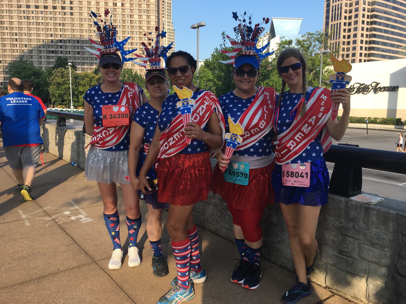 Atlanta natives Debbie Shelton, Juliet Richard, Teresa Musso and Tammi Duncan along with Darcy Leblanc from Orlando have been running the Peachtree Road Race together for 5 years. The women met through playing tennis.