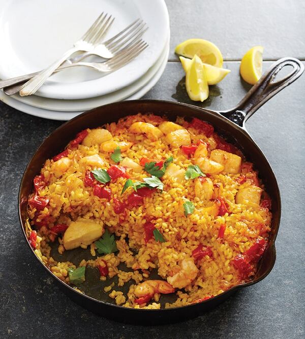 One-pan wonder: skillet seafood paella.