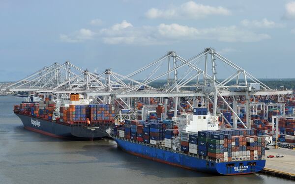 Ships are loaded and unloaded in the Port of Savannah. BRANT SANDERLIN / BSANDERLIN@AJC.COM .