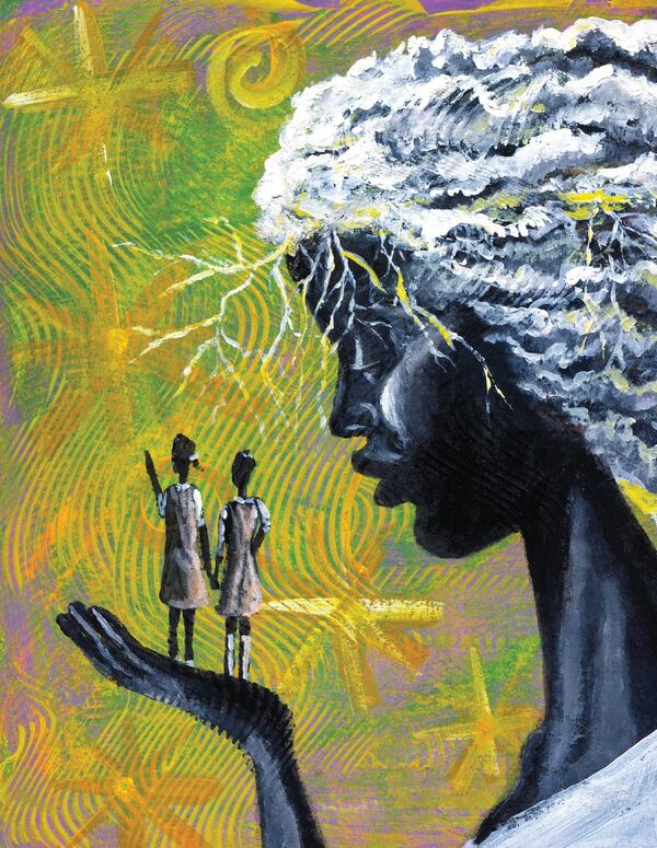 This art from “One Last Word” by Nikki Grimes is by R. Gregory Christie, a Georgia artist who lives in Mableton. CONTRIBUTED BY BLOOMSBURY PUBLISHING