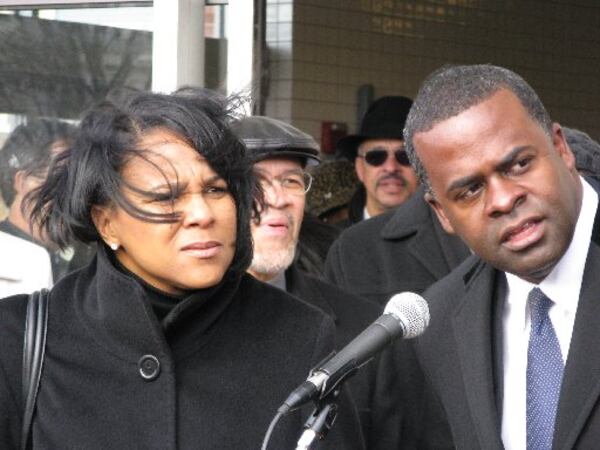 Rosalind G. Brewer is shown with Atlanta Mayor Kasim Reed during a 2010 news conference to discuss Walmart expansion plans. AJC file photo/Arielle Kass