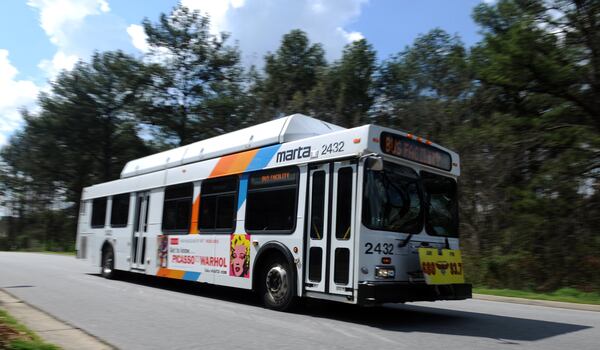 Mar. 15, 2012 Atlanta -- A bus travels down Habershal Road in Atlanta after leaving MARTA's Perry bus maintenance facility Thursday, Mar. 15, 2012. Bita Honarvar bhonarvar@ajc.com