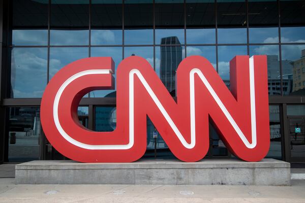 05/17/2021 — Atlanta, Georgia — The CNN logo is displayed outside of the CNN Center building in Atlanta , Monday, May 17, 2021. (Alyssa Pointer / Alyssa.Pointer@ajc.com)