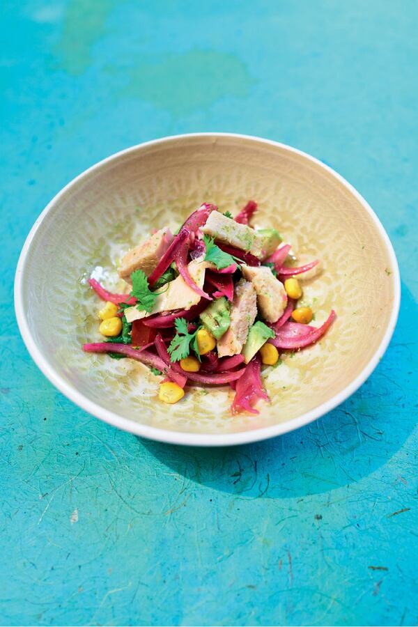 Avocado Tuna Salad from “The Tinned Fish Cookbook: Easy-to-Make Meals from Ocean to Plate” by Bart van Olphen (The Experiment, 2020). (Courtesy of The Experiment/David Loftus)