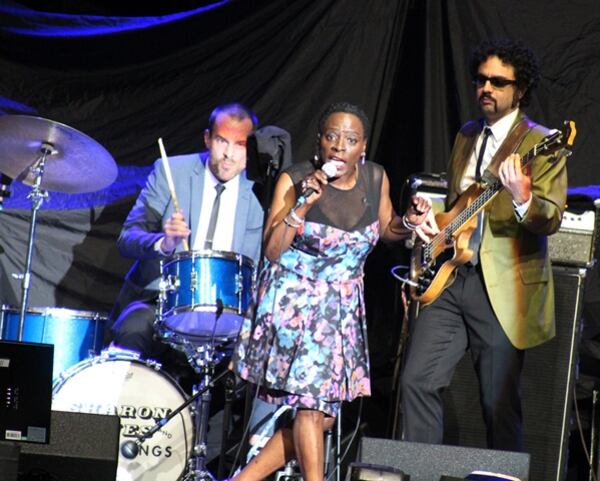 Sharon Jones gets in the groove. Photo: Melissa Ruggieri/AJC