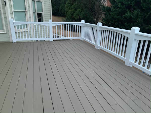 A Genesis Contracting of GA finished deck staining project. Genesis owner Jose Padilla recommends homeowners stay on top of maintenance projects like these to prevent bigger issues from developing.