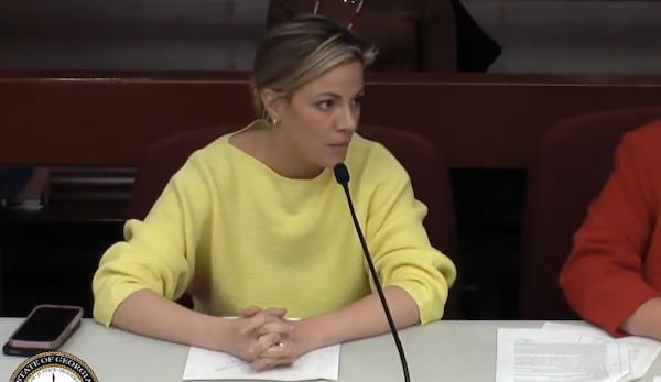 Candice Broce is commissioner of the Georgia Department of Human Services. She is pictured speaking to lawmakers in 2023.