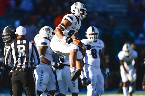 Norfolk State defensive end Christopher Myers (98) on Saturday, Feb. 19, 2022, at the HBCU Legacy Bowl in New Orleans. (Brandon Wade/AP Images for NFL)