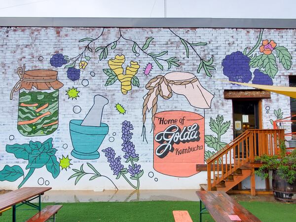 A kombucha-themed wall by Ash McNamara.