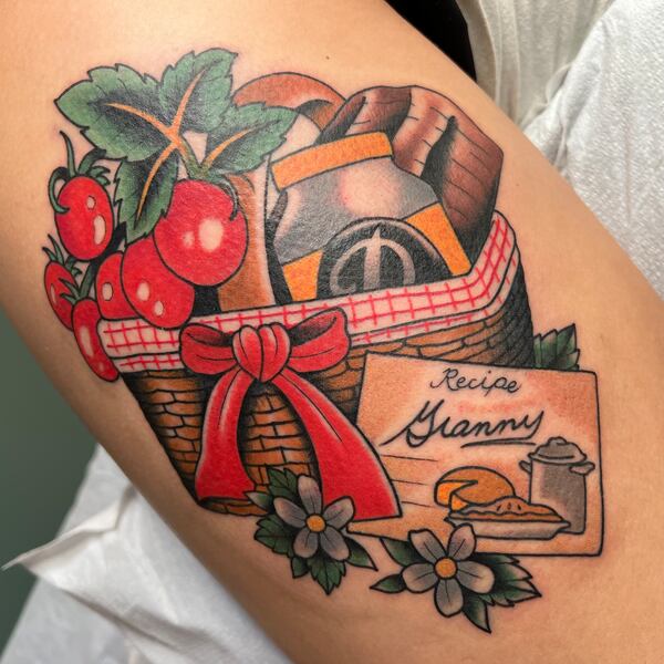 Richmond resident Lauren Clark shows her Duke's Mayonnaise-inspired tattoo. / Courtesy of Duke's Mayonnaise