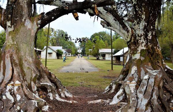 The fake town of Spectre on Jackson Lake Island in Alabama was a primary filming location for the 2003 film "Big Fish." Even the trees seen in the foreground here are leftover Hollywood props.
Courtesy of Kelly Kazek