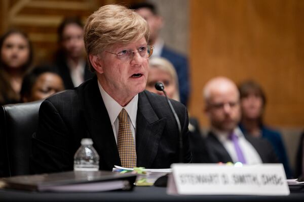 Stewart D. Smith, Assistant Director of U.S. Immigration and Customs Enforcement Health Service Corps, testifies at a hearing of the Permanent Subcommittee on Investigations focused on Medical Mistreatment of Women in ICE Detention on November 15th, 2022 in Washington, DC. (Nathan Posner for the Atlanta Journal Constitution)