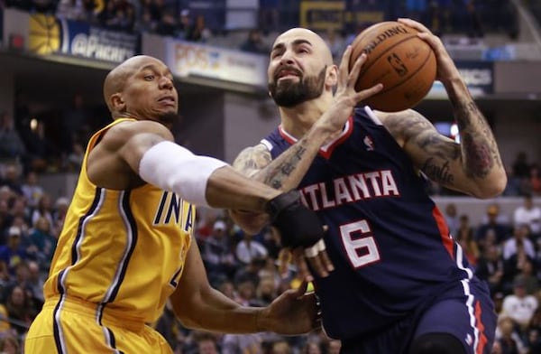 Pero Antic shreds the frazzled Pacers. (Brent Smith/AP)