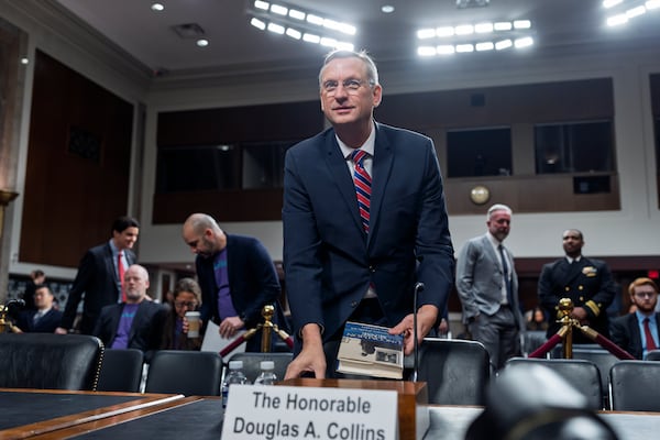 Doug Collins, President Donald Trump's pick to be Secretary of the Department of Veterans' Affairs, appears at his confirmation hearing before the Senate Veterans' Affairs Committee, at the Capitol in Washington, Tuesday, Jan. 21, 2025. (AP Photo/J. Scott Applewhite)