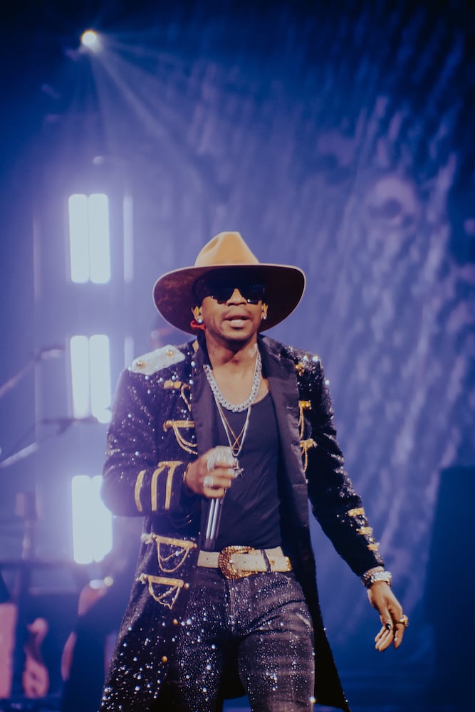 Jimmie Allen performs at the State Farm Arena on February 7, 2023. He is Carrie Underwood’s very special guest throughout the Denim & Rhinestones Tour. (Sophie Harris for The Atlanta Journal-Constitution).