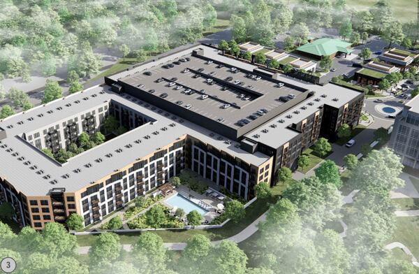 This is a rendering of Portman Holdings' planned redevelopment of a 20-acre portion of Alpharetta's Brookside office park. (Courtesy)