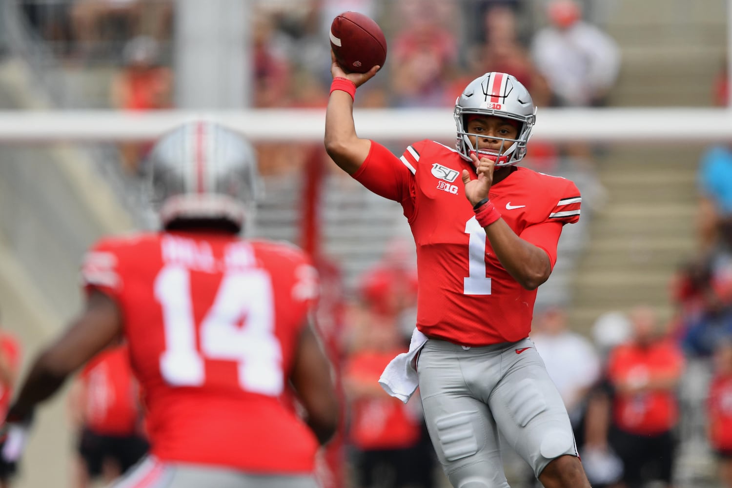 Photos: Ex-Bulldog Justin Fields makes debut in Ohio State uniform