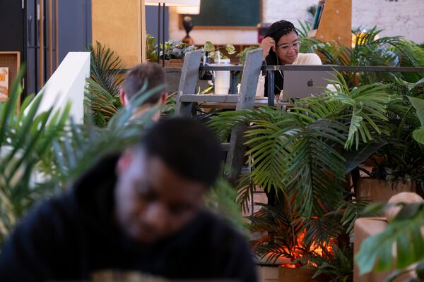 Kaycee Brock works at the Switchyards location in Adair Park on Tuesday, April 16, 2024. (Ben Gray / Ben@BenGray.com)