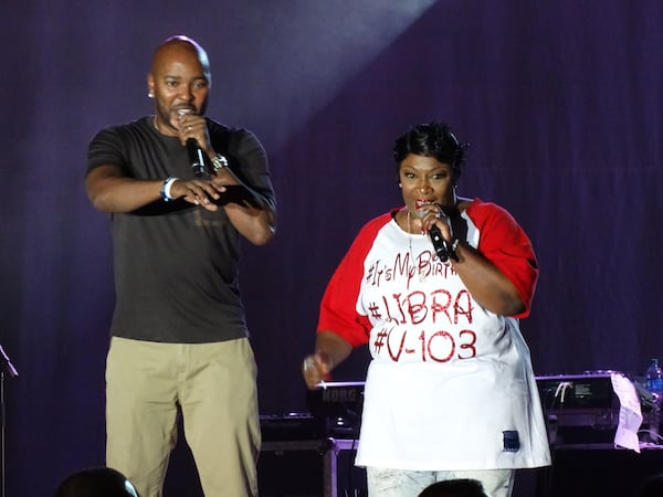 Ryan Cameron and Wanda Smith at "For Sisters Only" earlier this month. CREDIT: Rodney Ho/rho@ajc.com