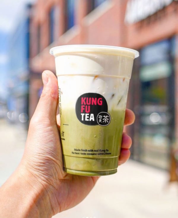 Iced matcha tea with a milk cap from Kung Fu Tea. This type of drink is also called cheese tea. CONTRIBUTED BY DANNY KIM / KUNG FU TEA