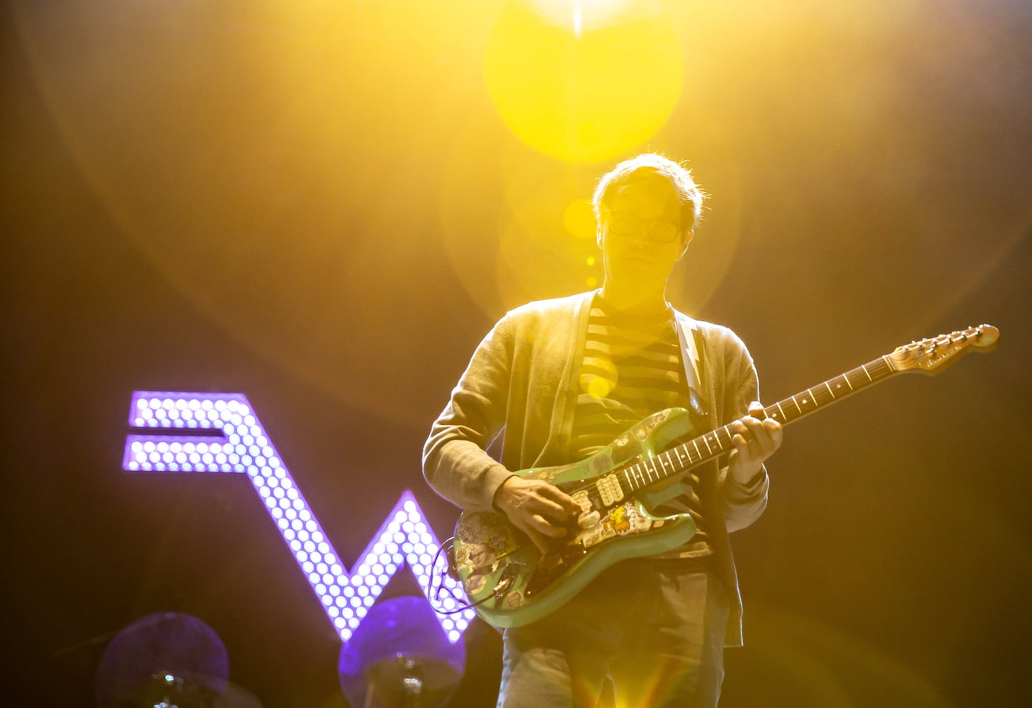 Atlanta, Ga: Weezer closed out night 2 at the Peachtree stage with their brand of quirky, alt-rock. Photo taken Saturday May 4, 2024 at Central Park, Old 4th Ward. (RYAN FLEISHER FOR THE ATLANTA JOURNAL-CONSTITUTION)