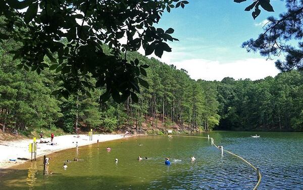 The sand beach at Red Top Mountain State Park is in a secluded cove, kind of like Gilligan's Island.