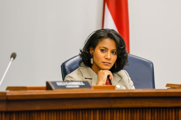 District Two Commissioner Jerica Richardson is seen at a Cobb County Board of Commissioners meeting in Marietta on Tuesday, September 27, 2022.   (Arvin Temkar / arvin.temkar@ajc.com)