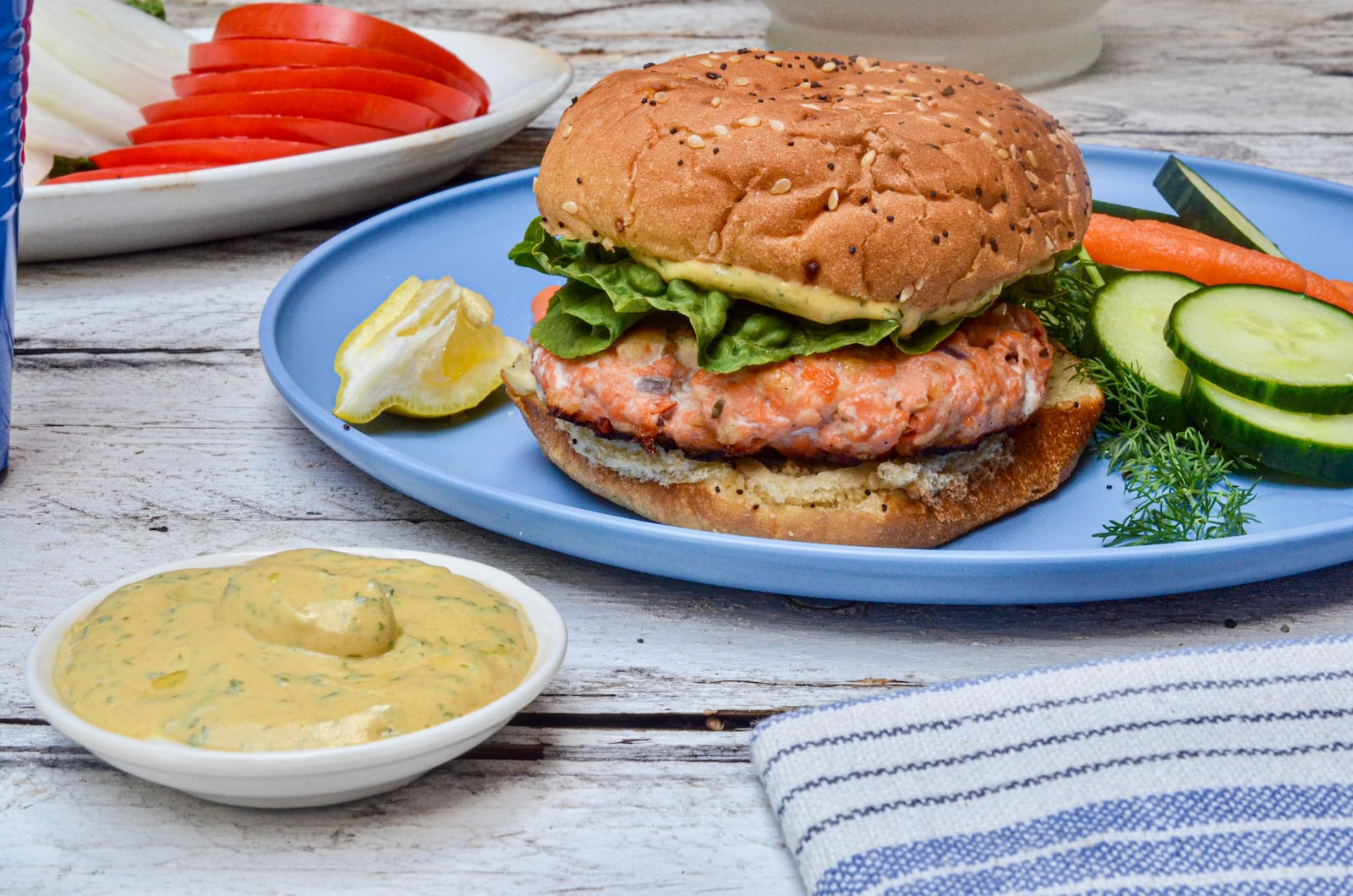 Salmon Burger with Mustard Dill Sauce 
(Virginia Willis for The Atlanta Journal-Constitution)