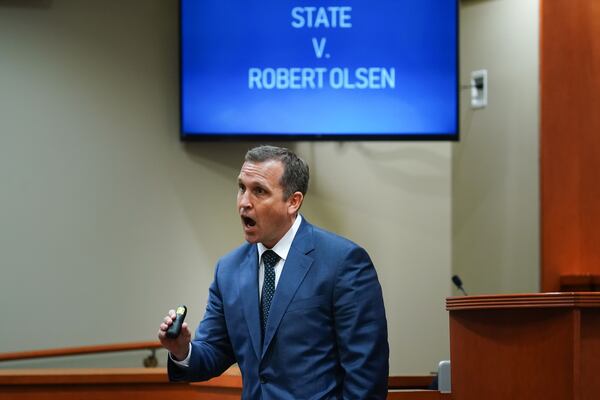 October 3, 2019 -- Prosecution attorney Lance Cross gives his closing argument during day five of Robert "Chip" Olsen's murder trial at the DeKalb County Courthouse on October 3, 2019 in Decatur. Olsen is charged with murdering war veteran Anthony Hill. (Elijah Nouvelage for The Atlanta Journal-Constitution)