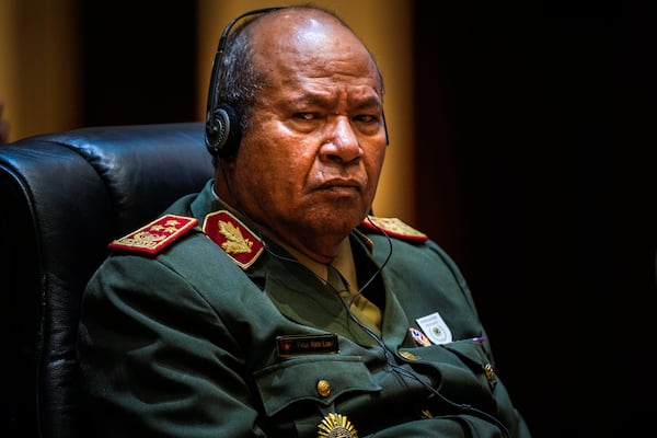 East Timor's Chief of Defense Force Domigos Raul listens during the Association of Southeast Asian Nations (ASEAN) defense ministers' meeting in Vientiane, Laos, Wednesday, Nov. 20, 2024. (AP Photo/Anupam Nath)