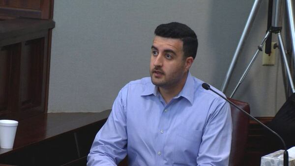 Jason Abdo, who worked with Justin Ross Harris and started a new web development business with him, testifies at Harris' murder trial at the Glynn County Courthouse in Brunswick, Ga., on Tuesday, Nov. 1, 2016. (screen capture via WSB-TV)