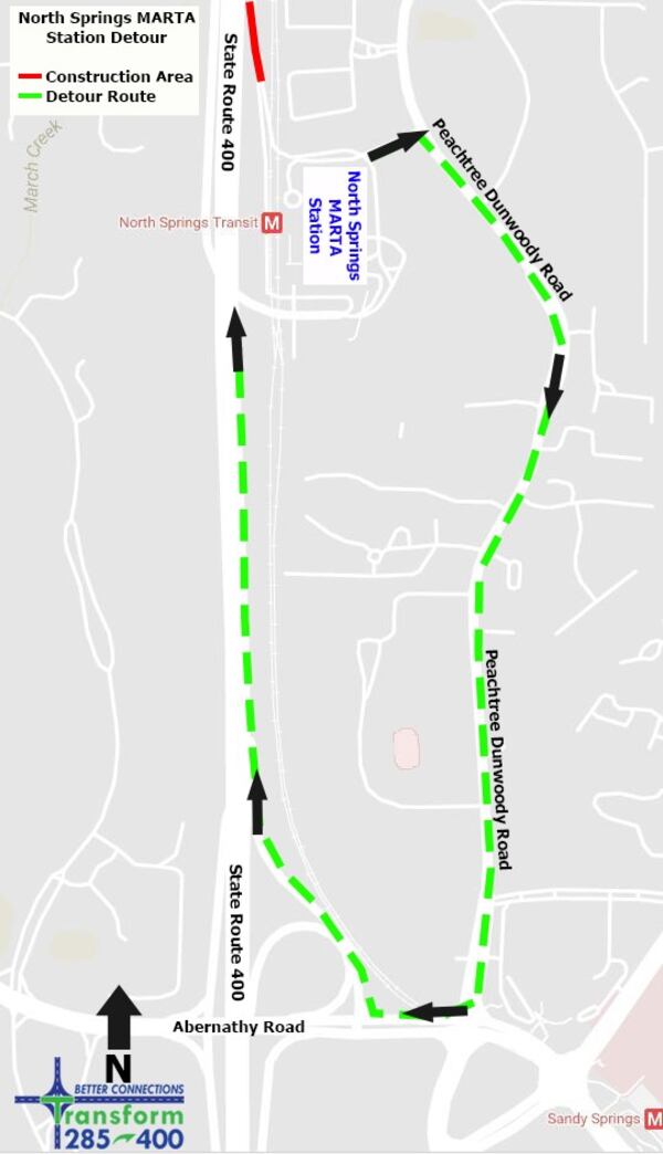 The state DOT will close the “flex” lanes on 400 southbound from Pitts Road. to Abernaty Road.