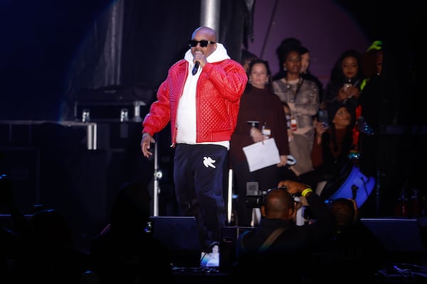 Jermaine Dupri performs during the New Year’s Eve Peach Drop celebration at Underground Atlanta on Saturday, December 31, 2022. (Natrice Miller/natrice.miller@ajc.com)  