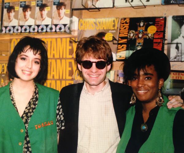 Kelly Hogan (left) with Chris Stamey and Christina Eichelberger at Turtles Records & Tapes on Ponce de Leon Avenue circa 1987-’88.